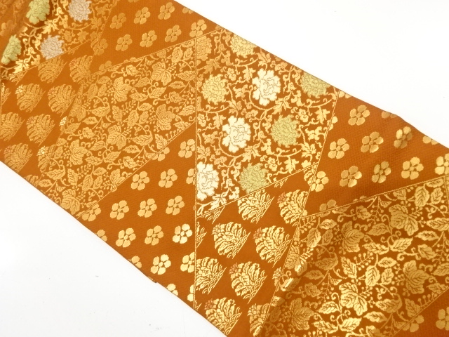 切りばめ風　花更紗模様織り出し　名古屋帯